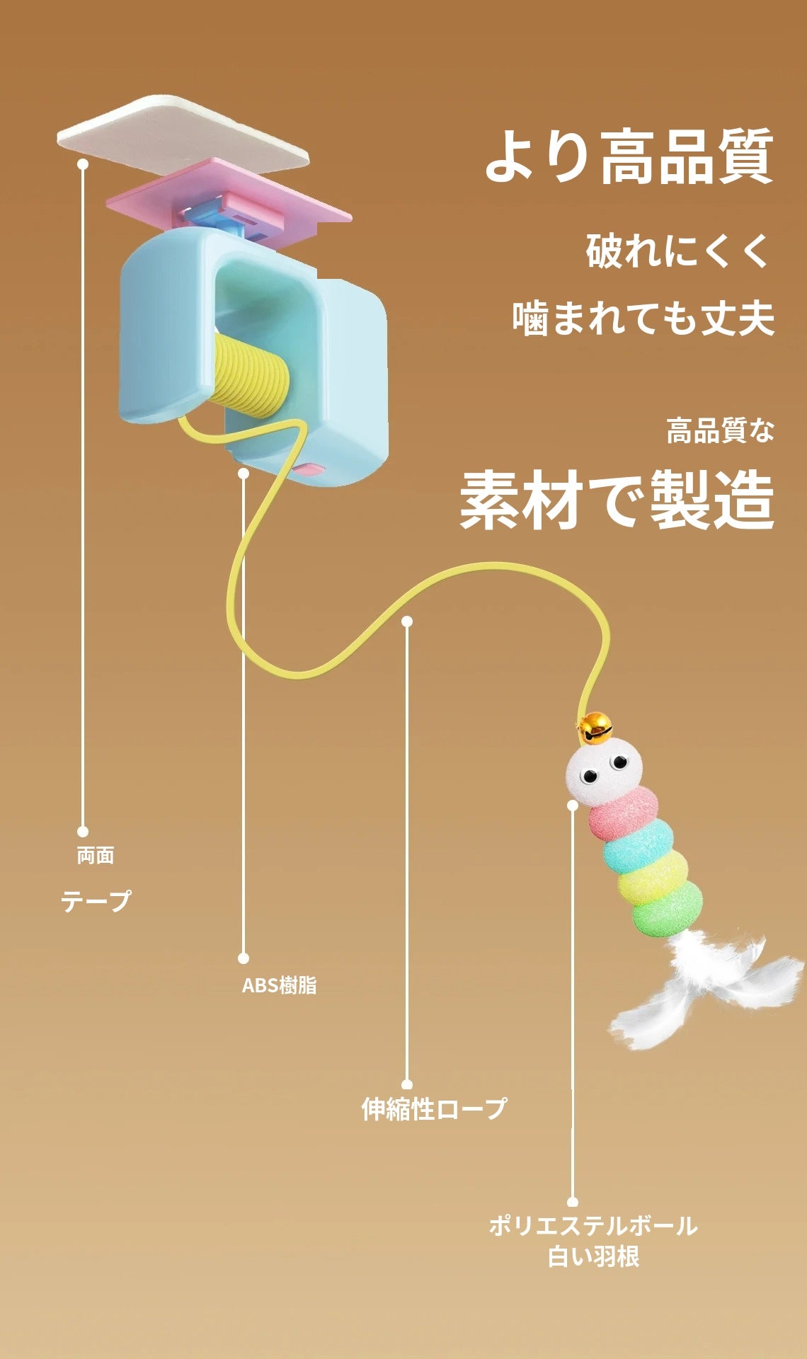 ドアに吊るすだけ｜充電式 自動電動 飛び鳥猫おもちゃ 一人遊び対応